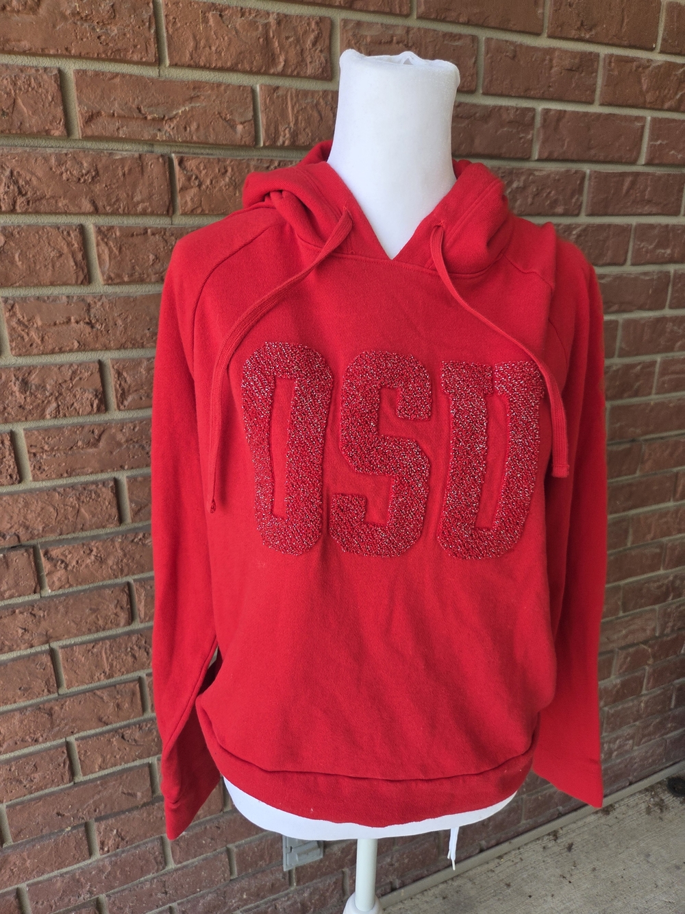 PINK Victoria's Secret Red OSU Hooded Sweatshirt with Sparkle Letters